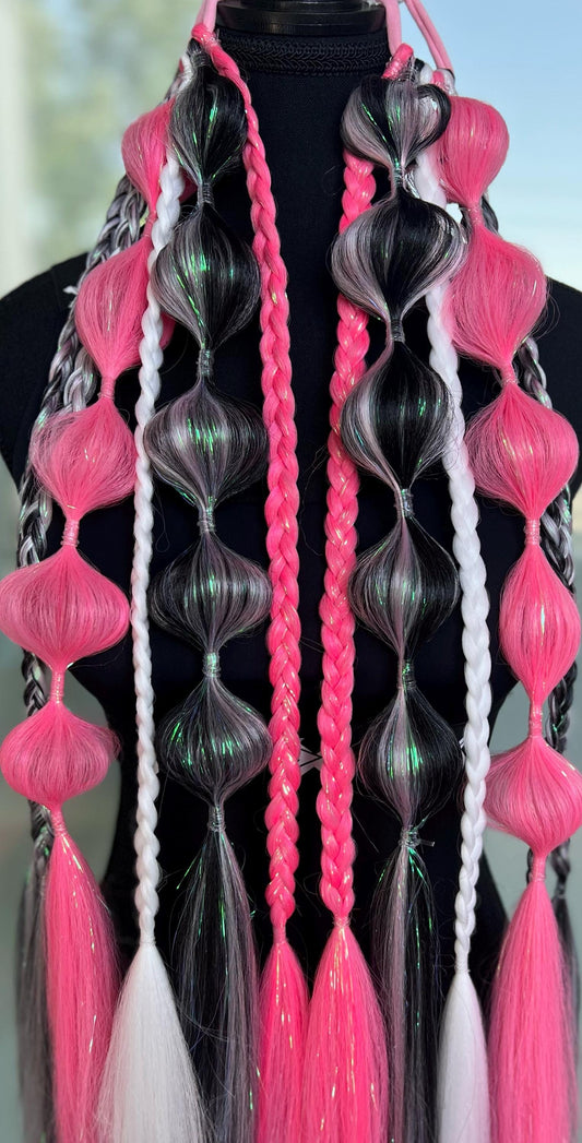 Riotdoll - Tie-In Braid Extensions (Bubble Braids) - Tinsel