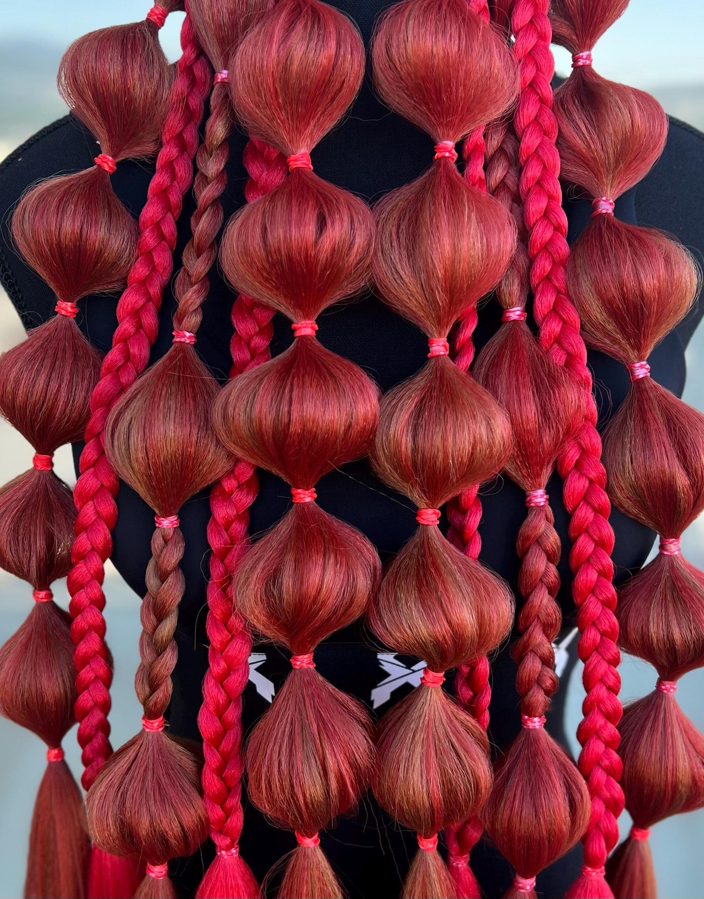 Ruby Red - Tie-In Braid Extensions (Bubble Braids) - Neutral