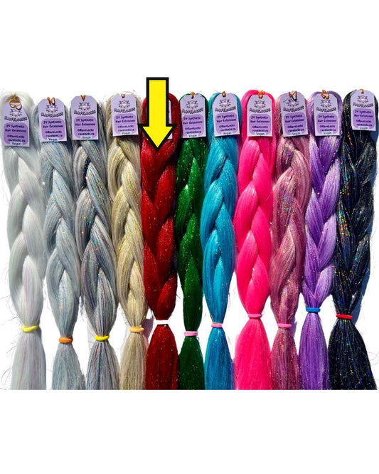 Red  - Tinsel Braiding Hair