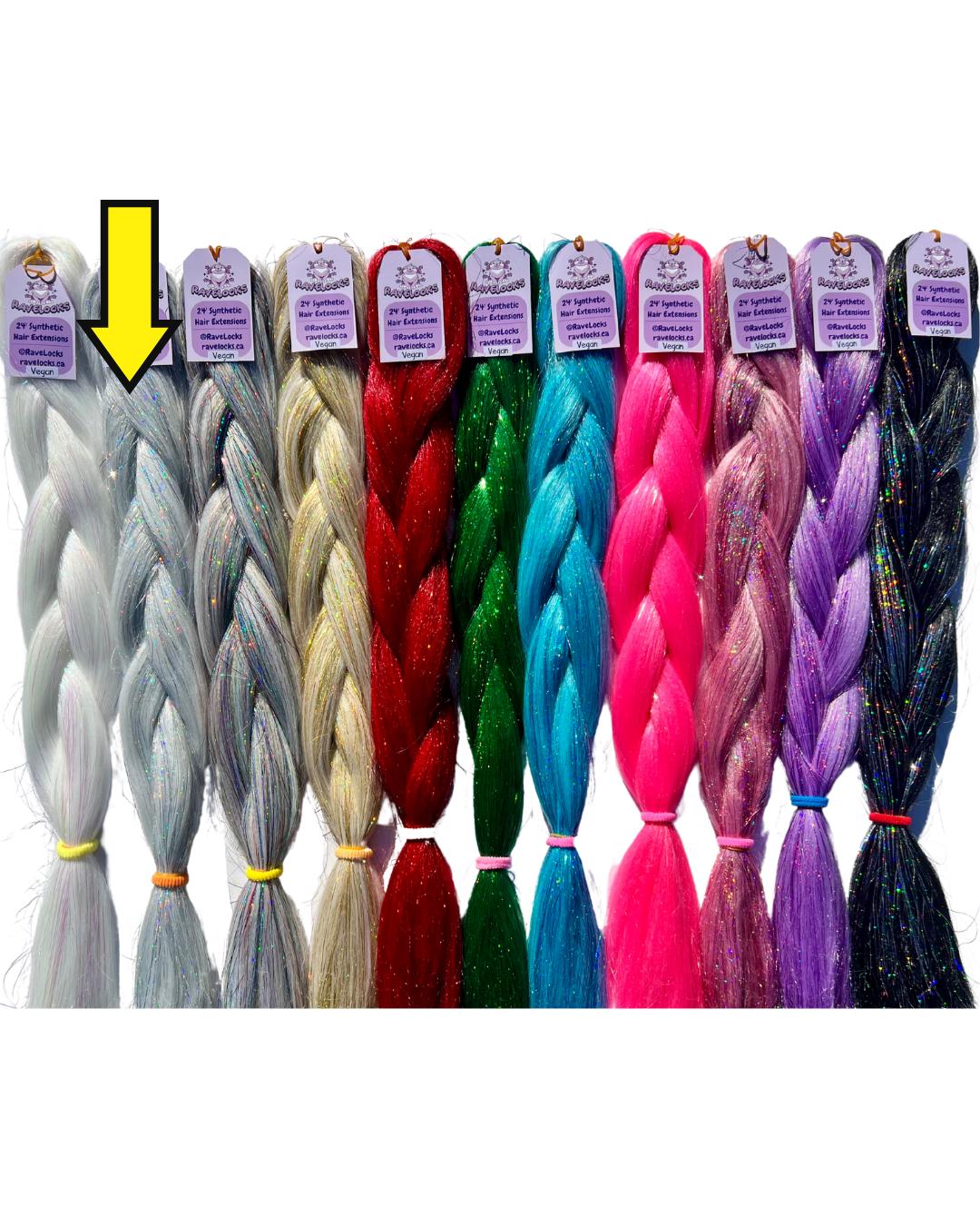 Silver  - Tinsel Braiding Hair
