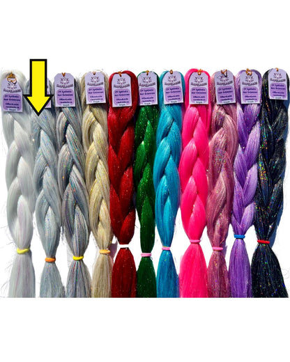 Silver  - Tinsel Braiding Hair