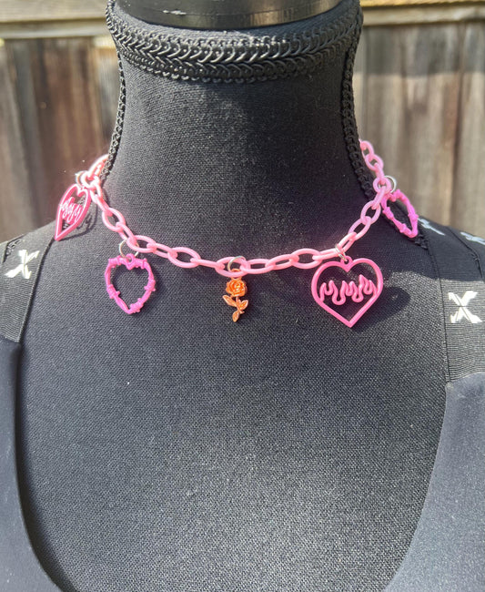 Body Chain - Necklace - Accessory (Pink) - Hearts
