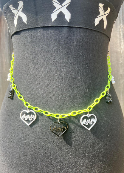 Body Chain - Necklace - Accessory (Green/White/Black) - Hearts