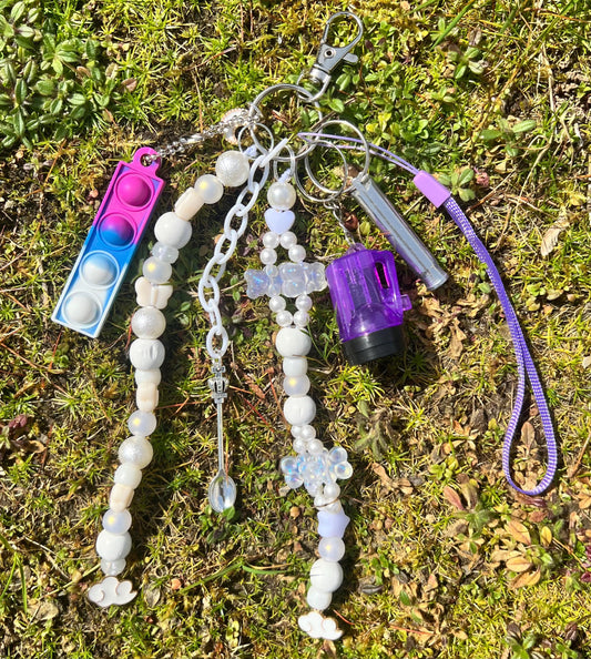 Multi-Function Charm Keychain - Festival/Rave Ready - Black/White