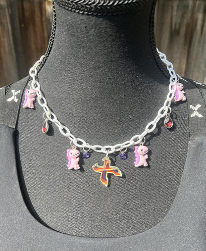 Excision Body Chain - Necklace - Accessory (White&Purple)