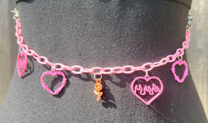 Body Chain - Necklace - Accessory (Pink) - Hearts