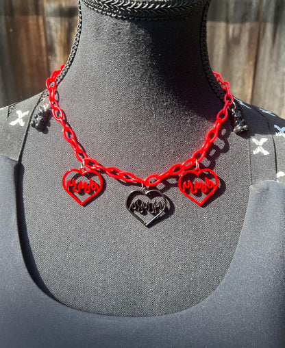 Body Chain - Necklace - Accessory (Red&Black) - Hearts/Bears