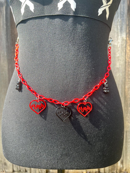 Body Chain - Necklace - Accessory (Red&Black) - Hearts/Bears