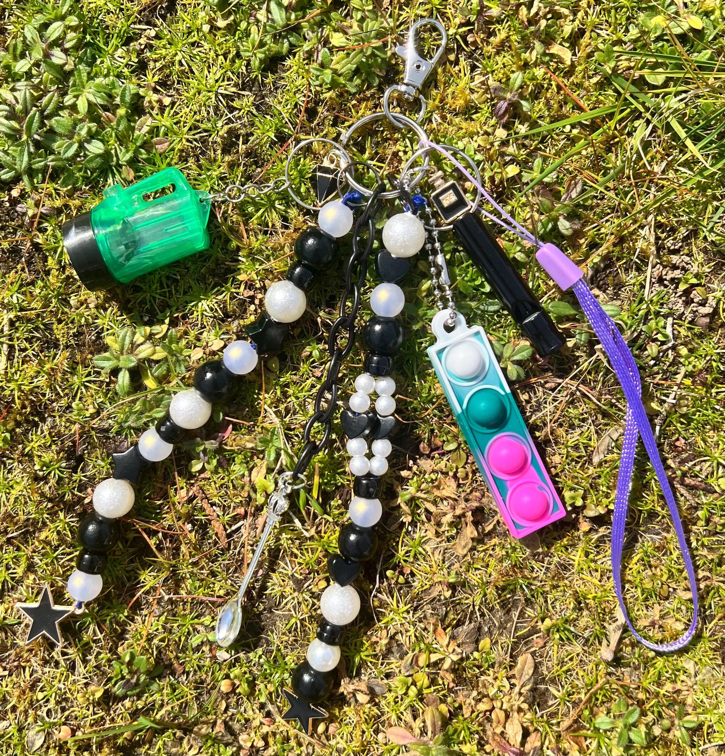 Multi-Function Charm Keychain - Festival/Rave Ready - Black/White