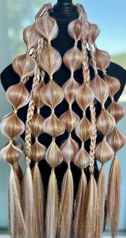 Golden - Tie-In Braid Extensions (Bubble Braids) - Tinsel