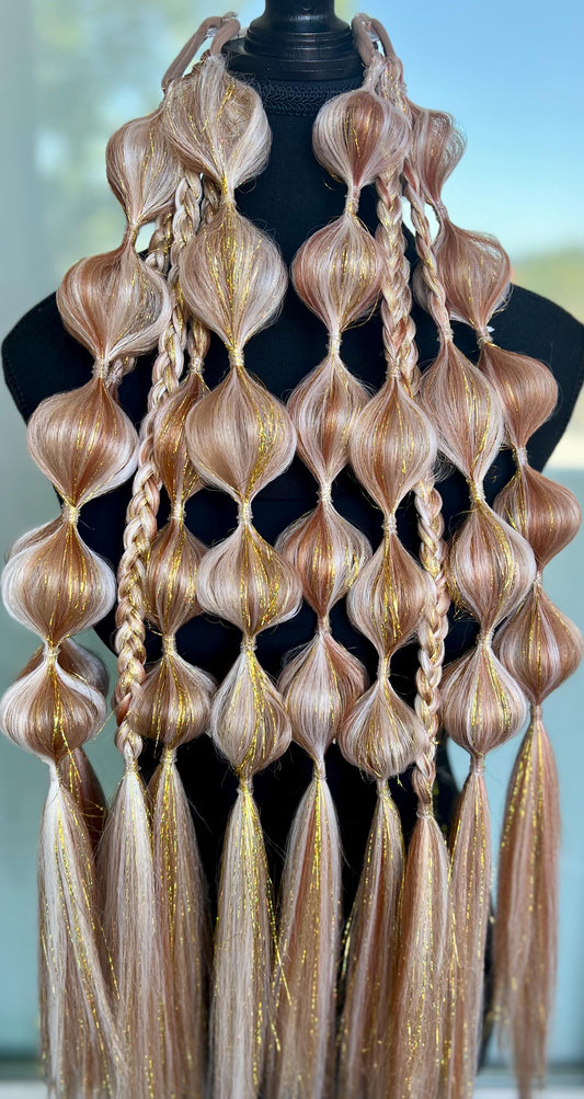 Golden - Tie-In Braid Extensions (Bubble Braids) - Tinsel