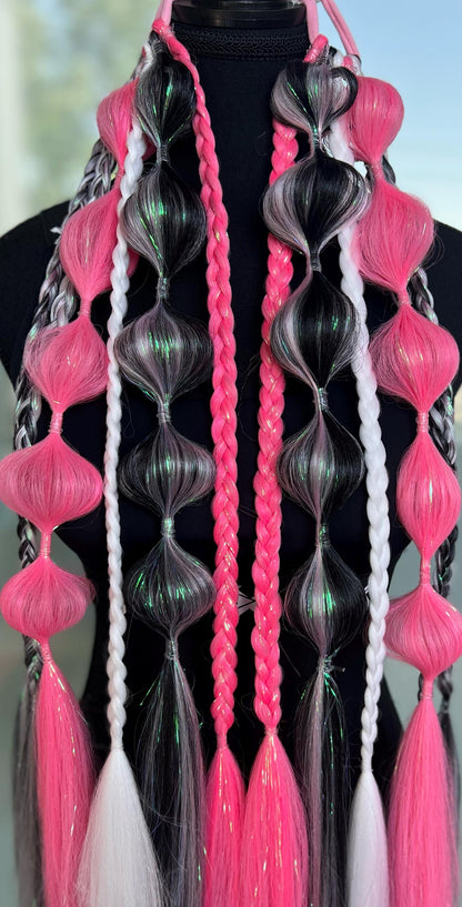 Riotdoll - Tie-In Braid Extensions (Bubble Braids) - Tinsel