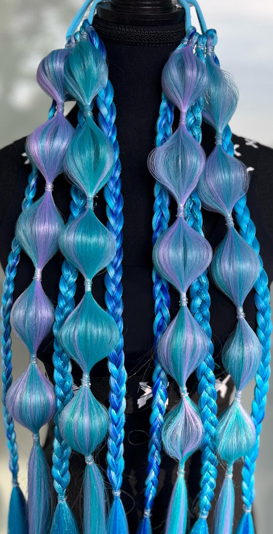 Periwinkle - Tie-In Braid Extensions (Bubble Braids) - Tinsel