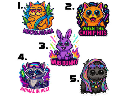 EDM Rave Festival Sticker Set or Single | Vinyl Decal | Animals | PLUR