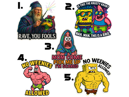 EDM Rave Festival Sticker Set or Single | Vinyl Decal | Characters | PLUR