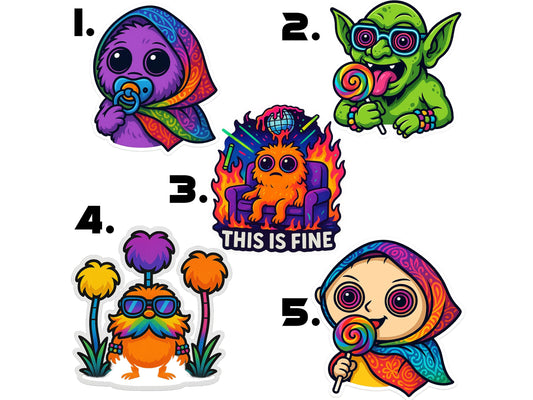 EDM Rave Festival Sticker Set or Single | Vinyl Decal | Monsters & Characters | PLUR