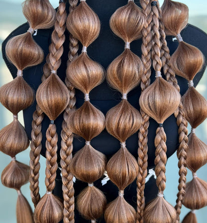 Brunette - Tie-In Braid Extensions (Bubble Braids) - Neutral Brown