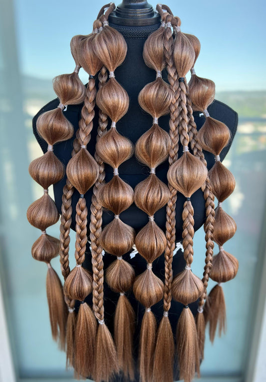 Brunette - Tie-In Braid Extensions (Bubble Braids) - Neutral Brown