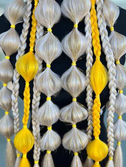 Lemon Blonde - Tie-In Braid Extensions (Bubble Braids) - Tinsel