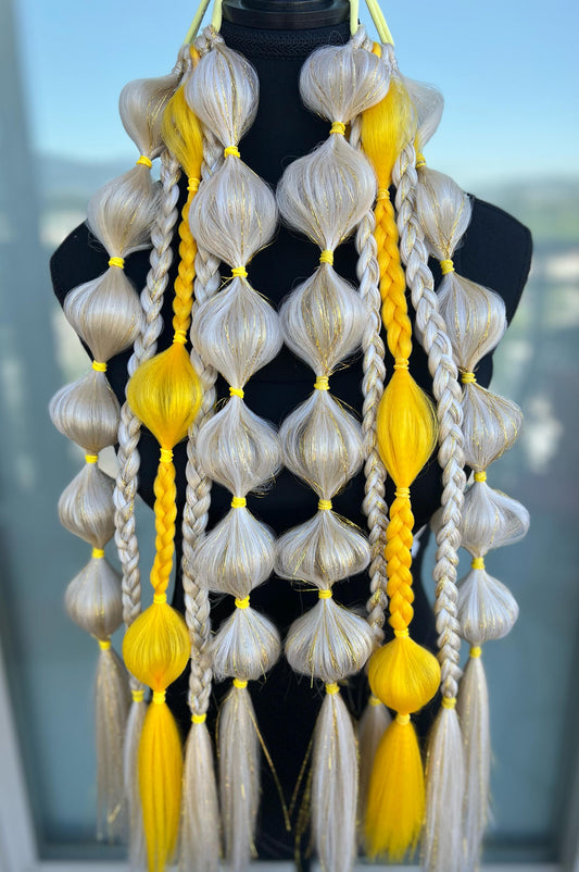 Lemon Blonde - Tie-In Braid Extensions (Bubble Braids) - Tinsel
