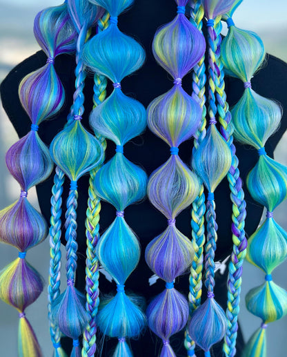Aurora Borealis - Tie-In Braid Extensions (Bubble Braids) - Rainbow Mix